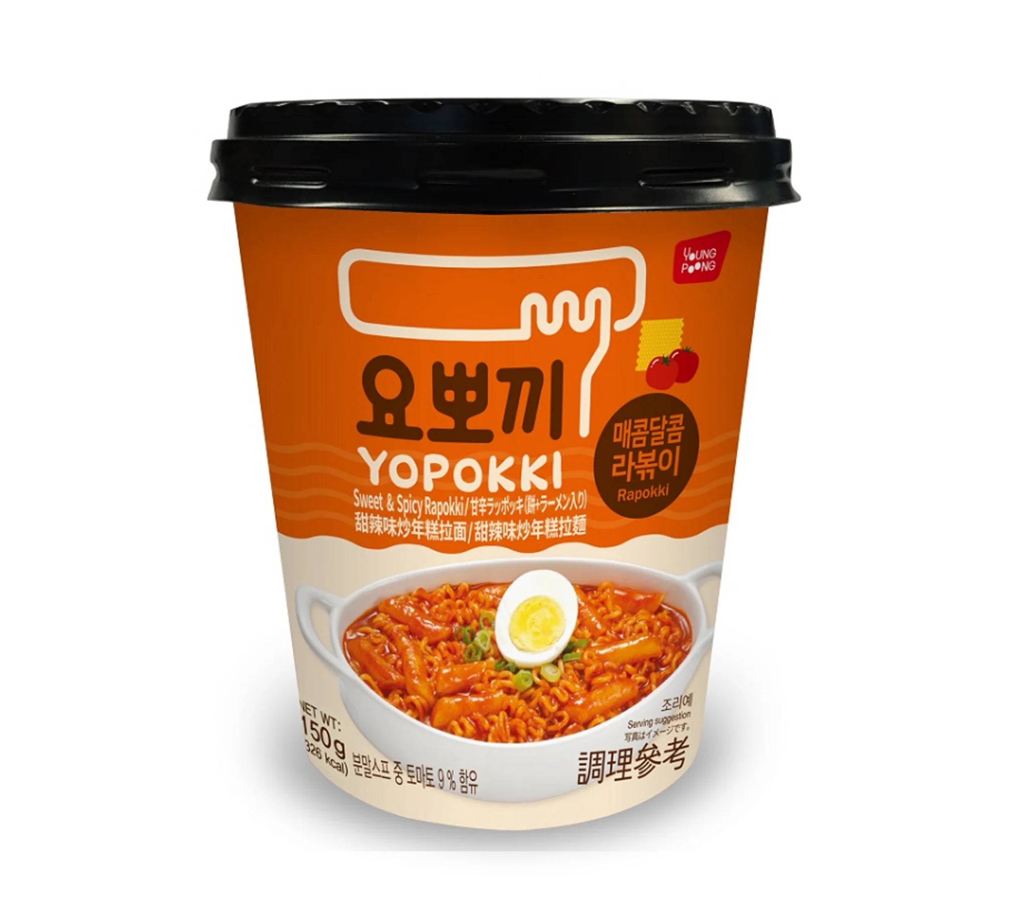 YOUNG POONG Yopokki Instant Reiskuchen & Nudeln süß & scharf 145 g