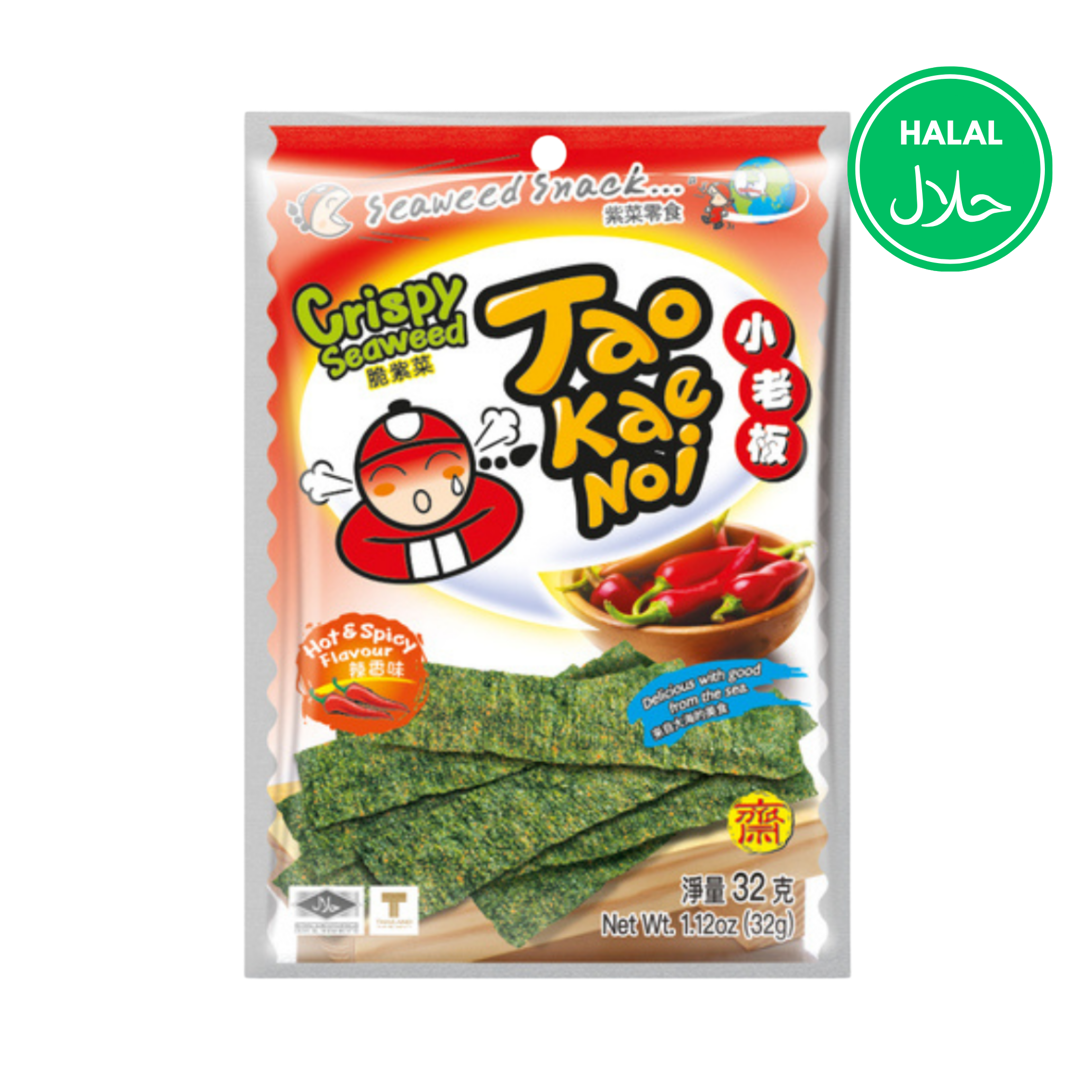 Tao Kae Noi Seetang Algen Chips Spicy - 32g