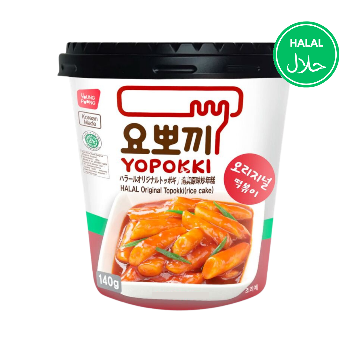 Young Poong Yopokki HALAL Original Topokki (Reiskuchen) Cup - 140g