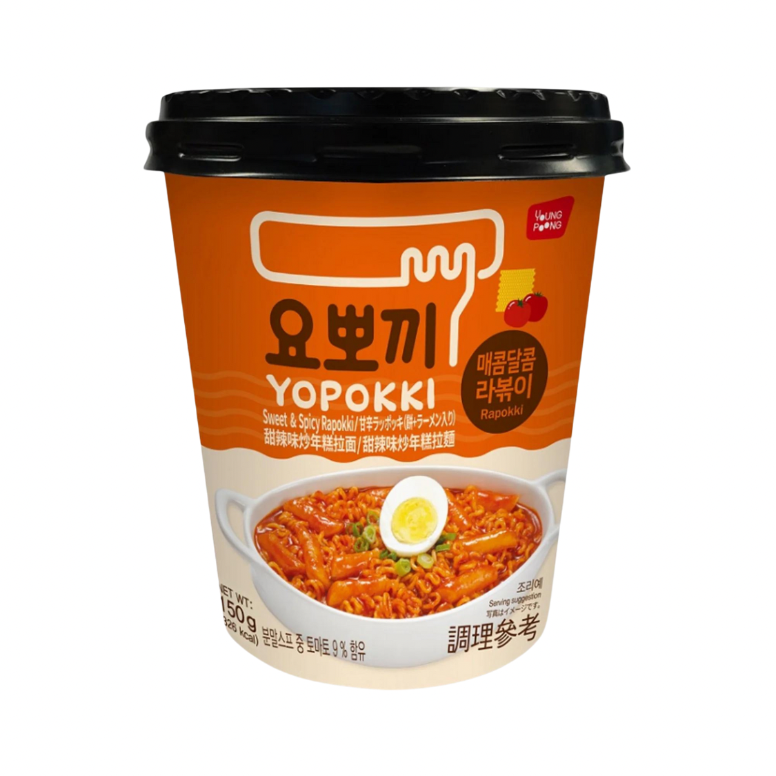 Young Poong Yopokki Süß Mild Gewürztes Rapokki Reiskuchen mit Ramen Nudeln - 145g