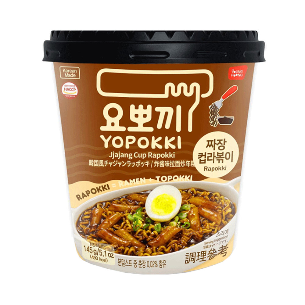 Young Poong Yopokki Jjajang Cup Rapokki Reiskuchen mit Ramen Nudeln - 145g