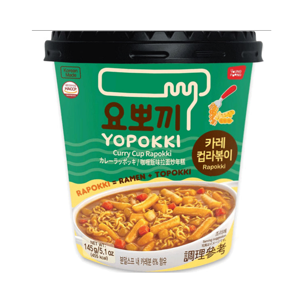 Young Poong Yopokki Curry Cup Rapokki Reiskuchen mit Ramen Nudeln - 145g