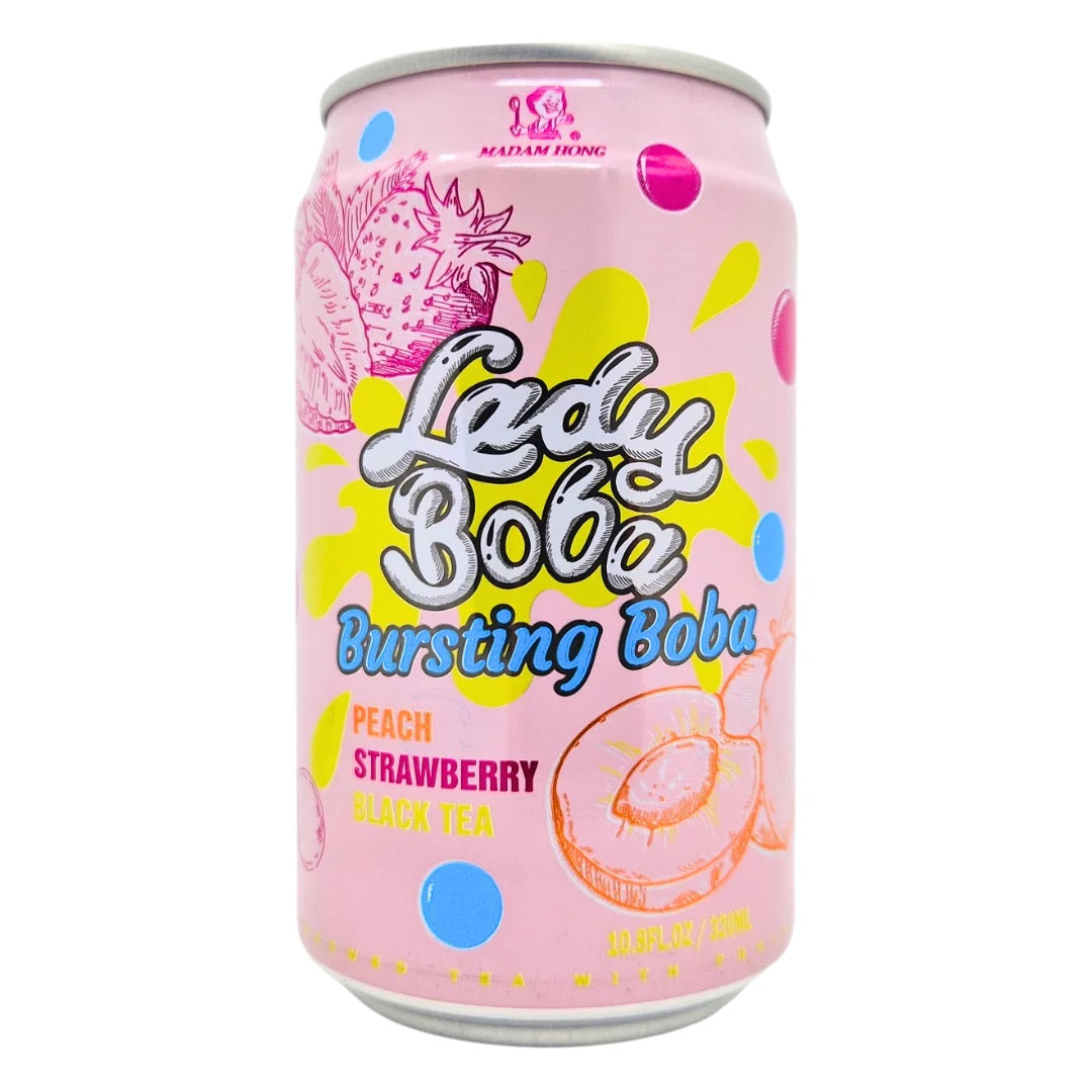 Lady Boba Bubble Tea Peach Strawberry Black Tea 320ml