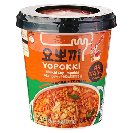 Young Poong Yopokki Kimchi Cup Rapokki Reiskuchen mit Ramen Nudeln - 145g